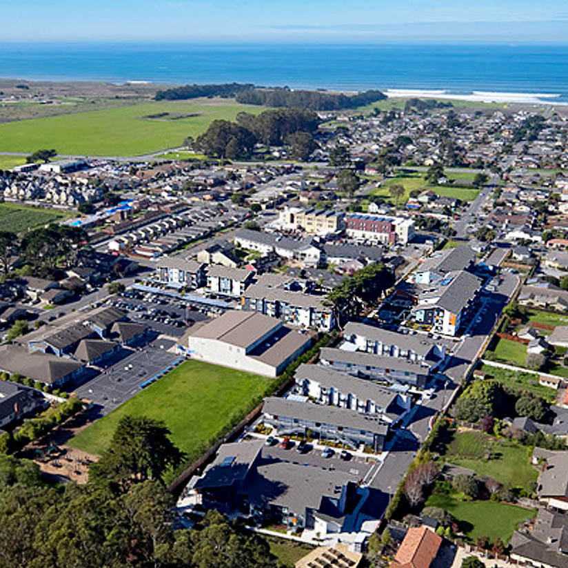 From HUD USER, January 2020. A collaboration among San Mateo County, the city of Half Moon Bay, and local service providers resulted in the Half Moon Bay Senior Campus, which provides housing, services, and amenities on a 10-acre site. The campus, following a 2009 plan, consists of 264 units of affordable rental housing in three separate developments that help senior residents age in place. Half Moon Village earned a 2017–2018 Global Award for Excellence from ULI for its integration of housing, common spaces, and services intended to encourage resident interaction and an active lifestyle for seniors.