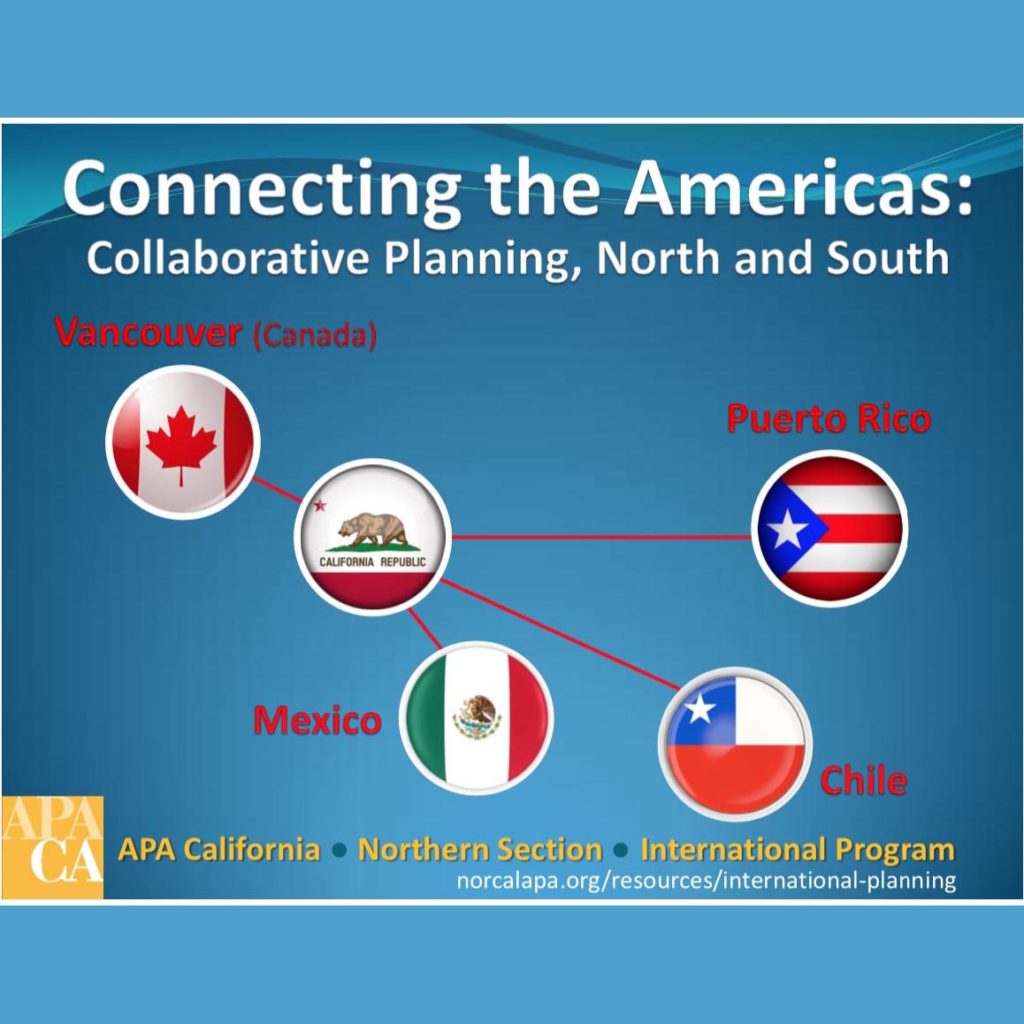 Short lines on a diagram connect five circles representing Canada, California, Puerto Rico, Mexico, and Chile
