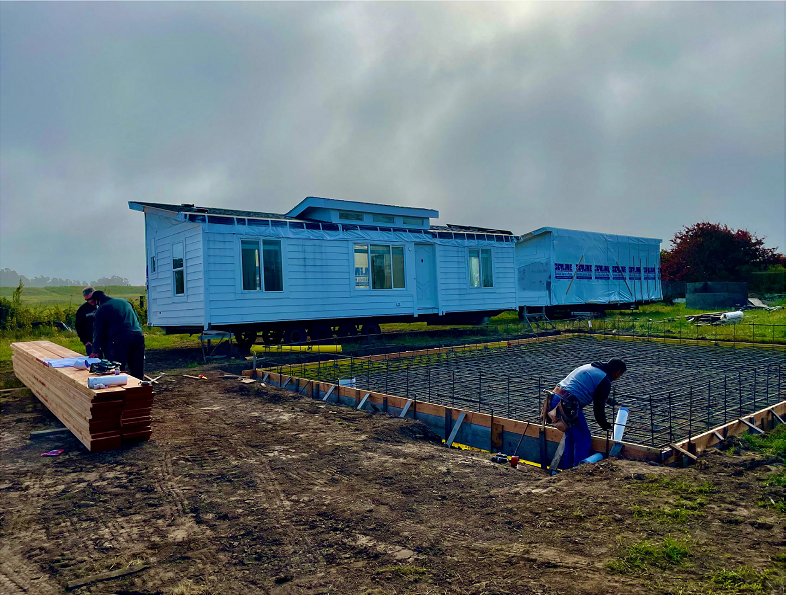 Manufactured home ready for installation on the Bolinas Mesa