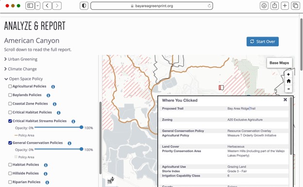 Screenshot of Greenprint Analyze and Report feature