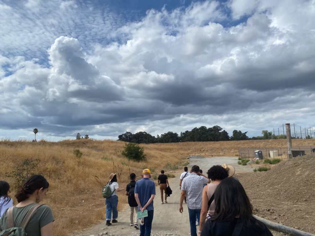 Singleton Students walking with city environmental staff at the former Singleton Landfill.