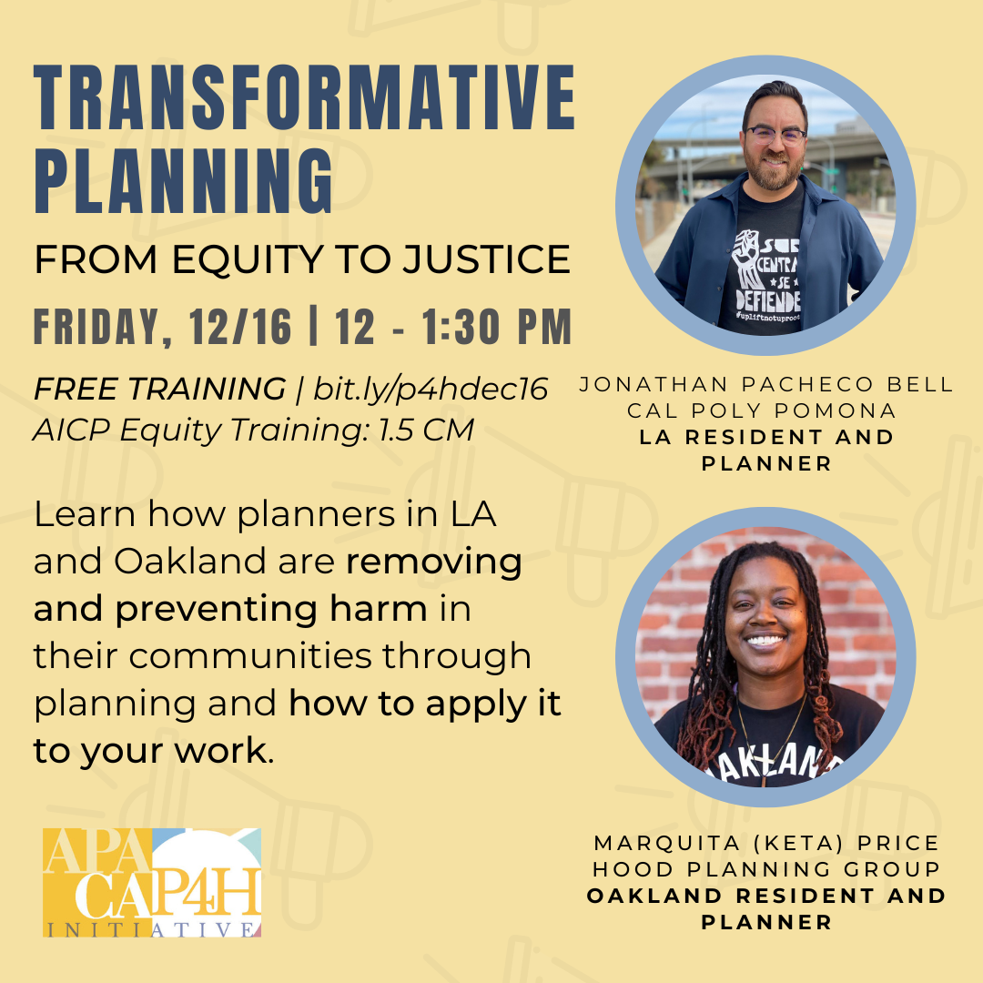 Transformative Planning: From Equity to Justice (P4H – AICP Equity Training)